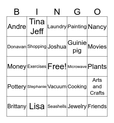 Step By step Bingo Card