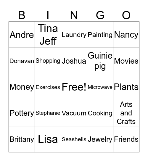 Step By step Bingo Card