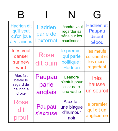 projet en terres inconnues ☀️🐄 Bingo Card