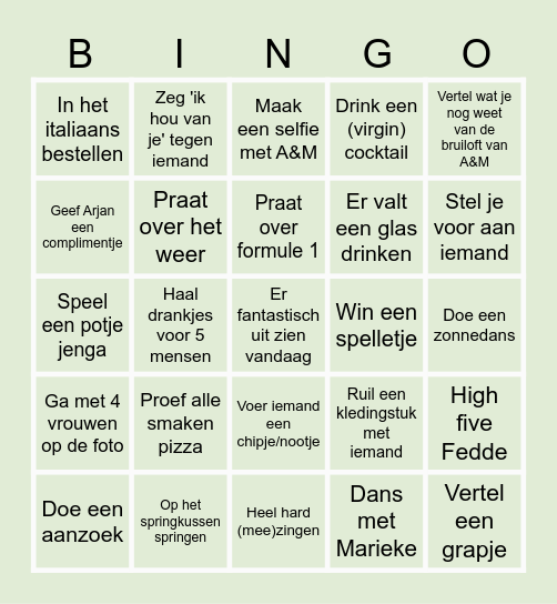 Arjan & Marieke 5 jaar getrouwd! Bingo Card