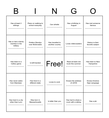 Untitled Bingo Card