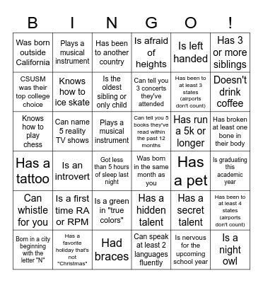 Find Someone Who Bingo Card