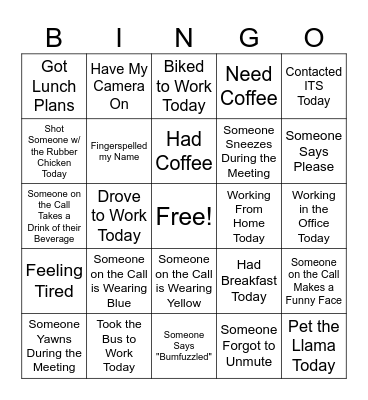 Office Bingo Card