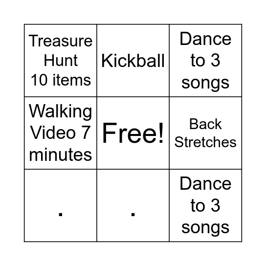 Dawn's Bingo Card