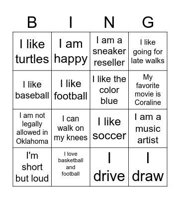 Drama 1-2 Name Bingo Card