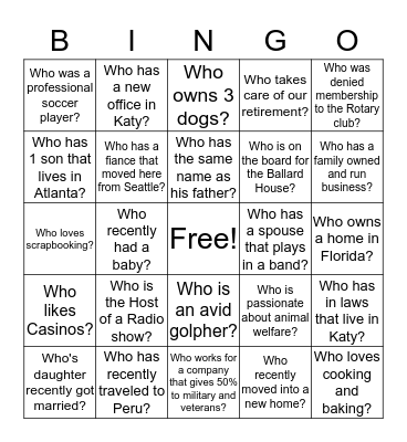 NIA Bingo Card