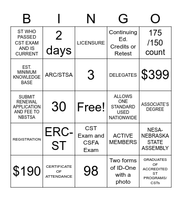 Credentialing & Certification Bingo Card