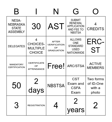 Credentialing & Certification Bingo Card