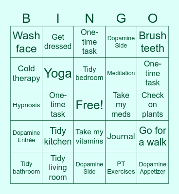 Self Care Bingo Card