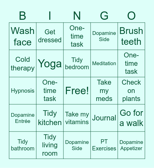 Self Care Bingo Card