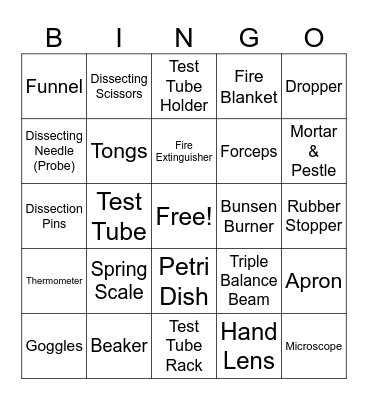 Safety & Lab Equipment Bingo Card