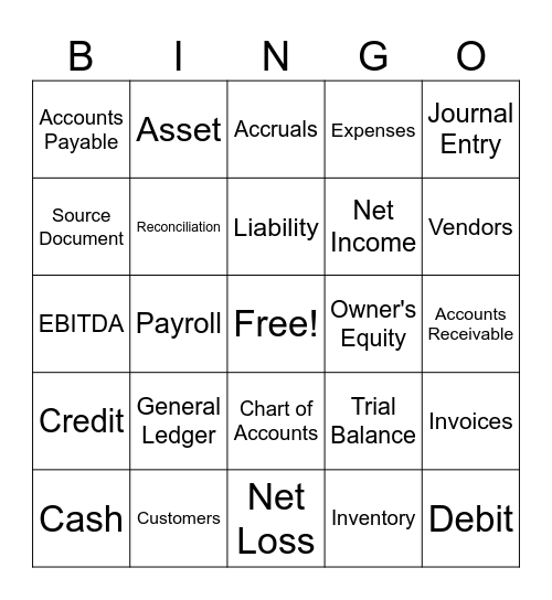 Accounting Bingo Card