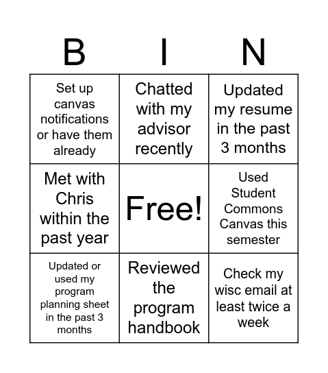 Virtual Bingo Card