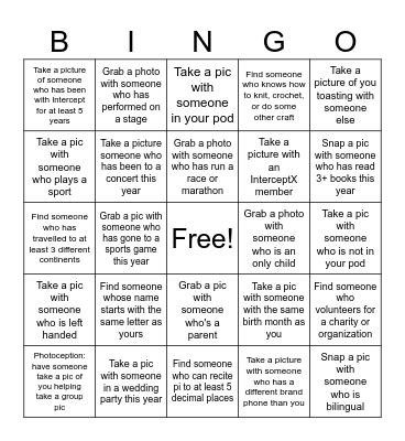 Intercept Summer Social Bingo Card
