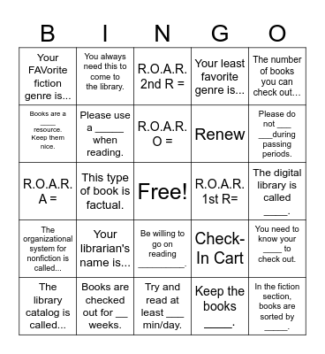 Library Orientation Bingo Card