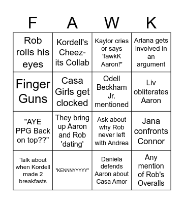Love Island USA Reunion Bingo Card