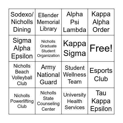 Rec-A-Palooza Bingo Card