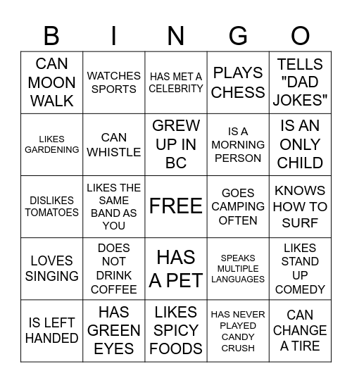 FIND SOMEONE WHO ... Bingo Card