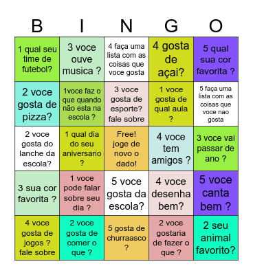 Bingo: temas aleatorios para escrever o falar Bingo Card