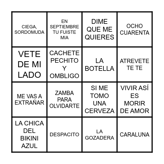 BINGO MUSICAL Bingo Card