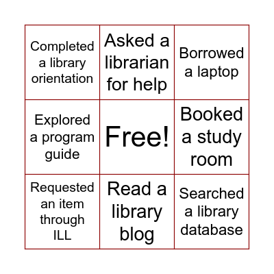 South College Library BINGO Card