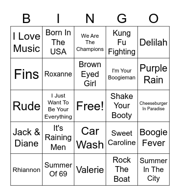 Fun Hits Bingo Card