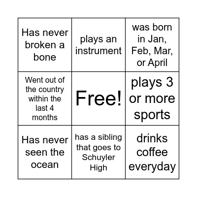 Let's Network! Bingo Card