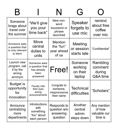 The week before the storm Bingo Card