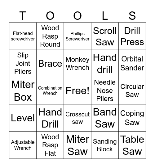 Intro. to Tech Ed. Bingo Card