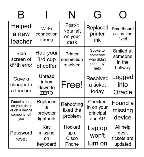 Welcome Back CAs! 2024-2025 Bingo Card