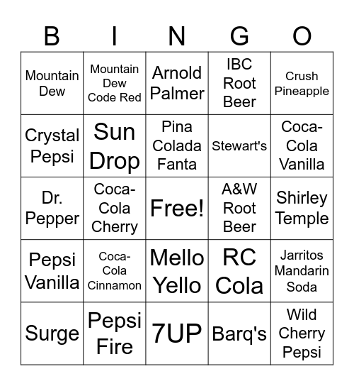 Pop Shop Bingo Card