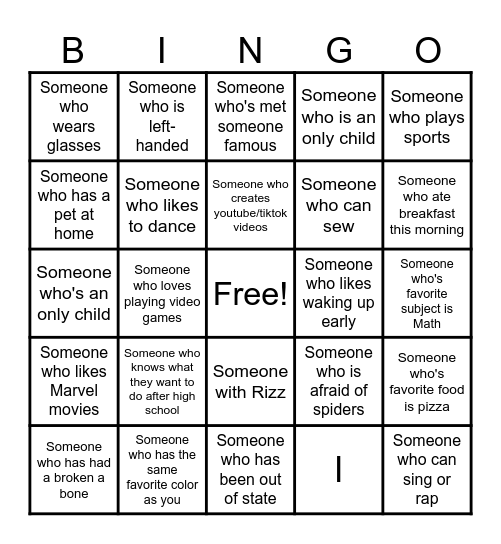 Human Bingo Card