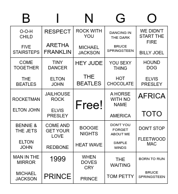THE CLASSICS Bingo Card