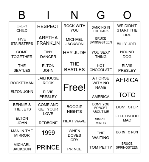 THE CLASSICS Bingo Card