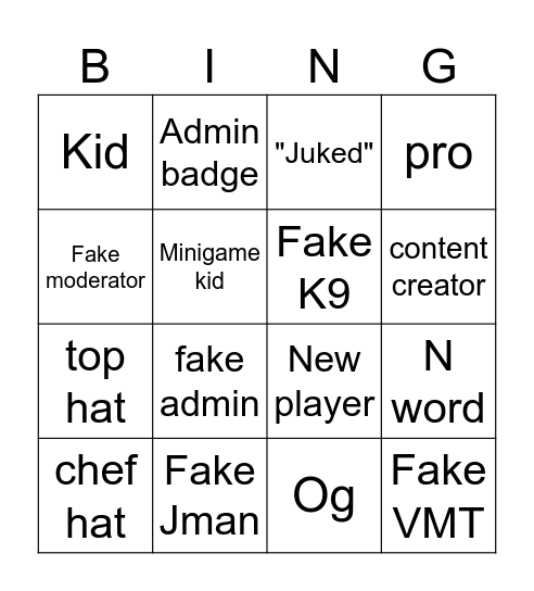 MONKEY Bingo Card