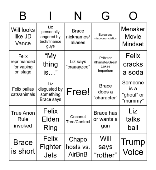 True Chapo Bingo Card