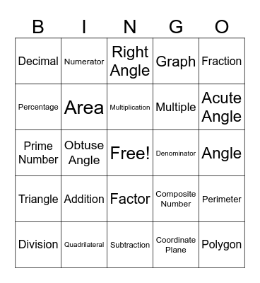 Vocab Bingo Card