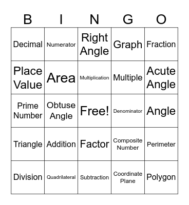 Vocab Bingo Card