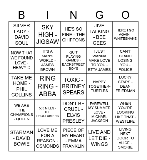 CARROLLS GASTRO BAR Bingo Card