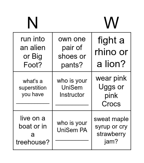 BEARTCATS Bingo Card