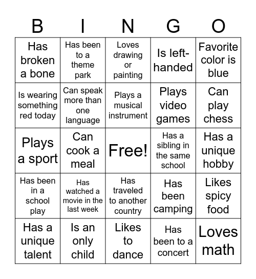 9B Grammar Bingo Card