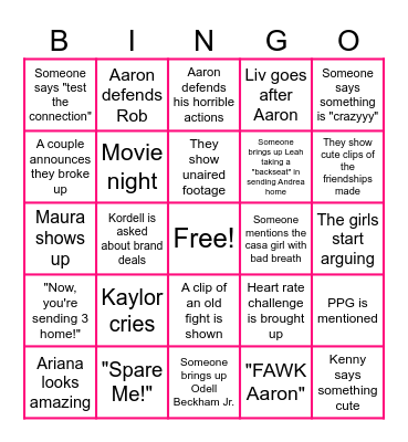 Love Island Bingo! <3 Bingo Card