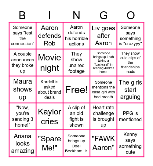 Love Island Bingo! <3 Bingo Card