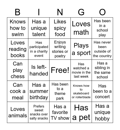 9B Grammar Bingo Card