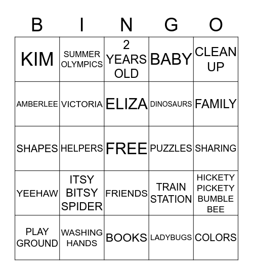 EARLY HEAD START 2015-2016 Bingo Card