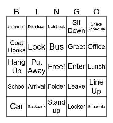 Vocabulary Bingo Card