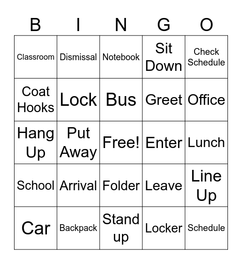 Vocabulary Bingo Card