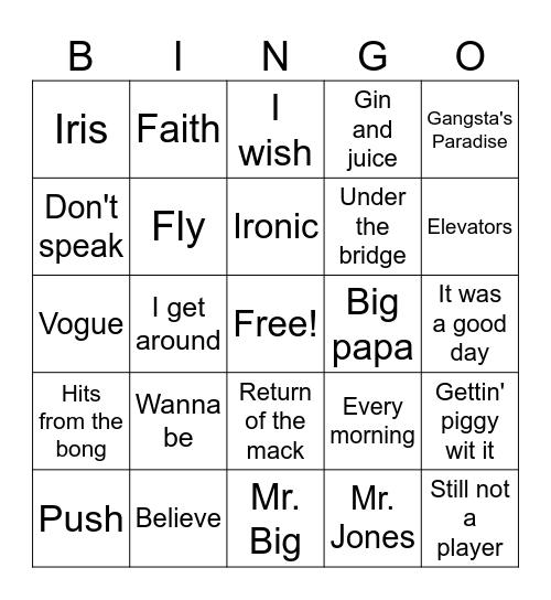 1990 mix Bingo Card