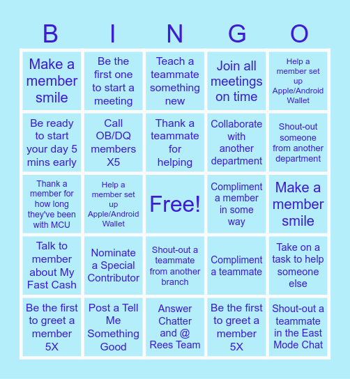 Own It! Bingo Card