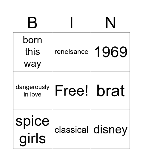 practice Bingo Card